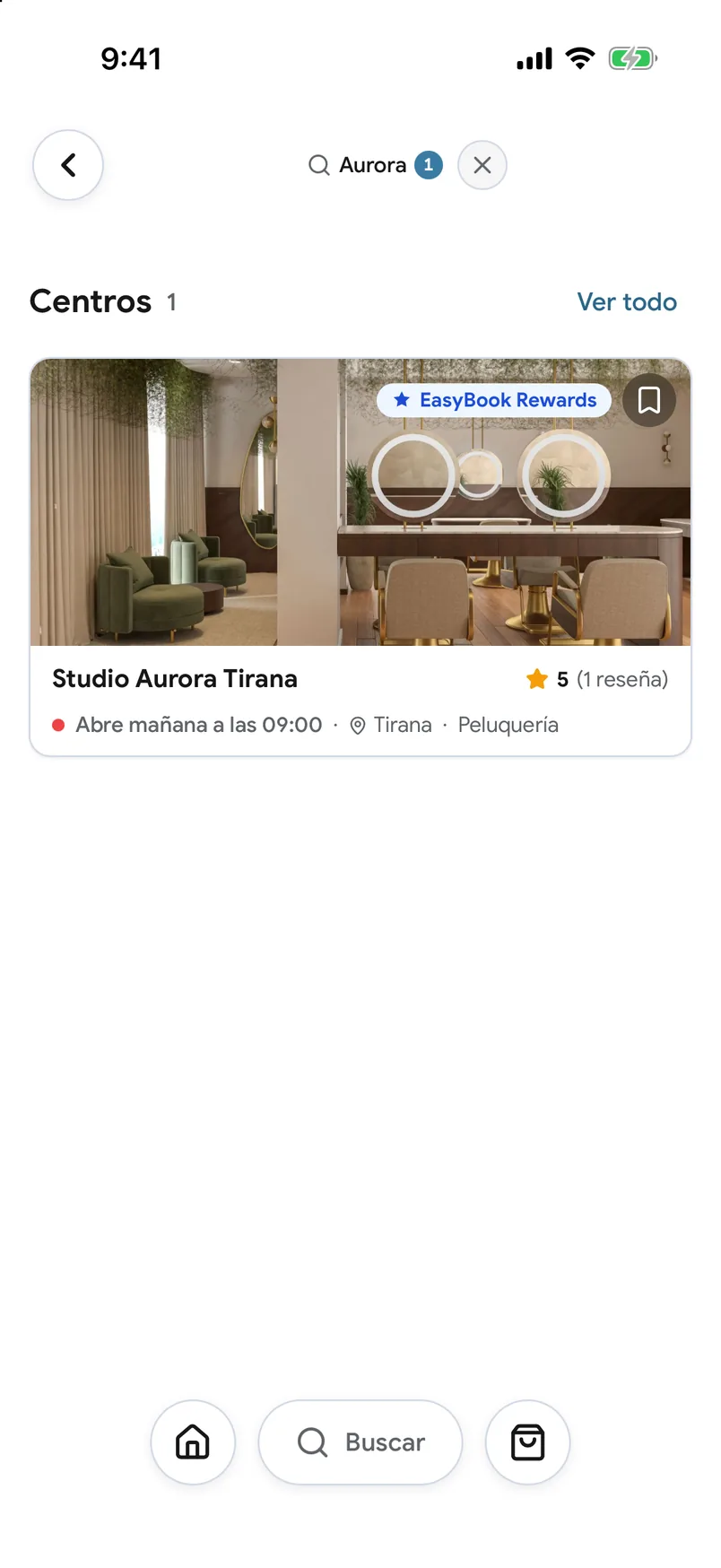 Búsqueda de un salón en el mapa de la app de EasyBook