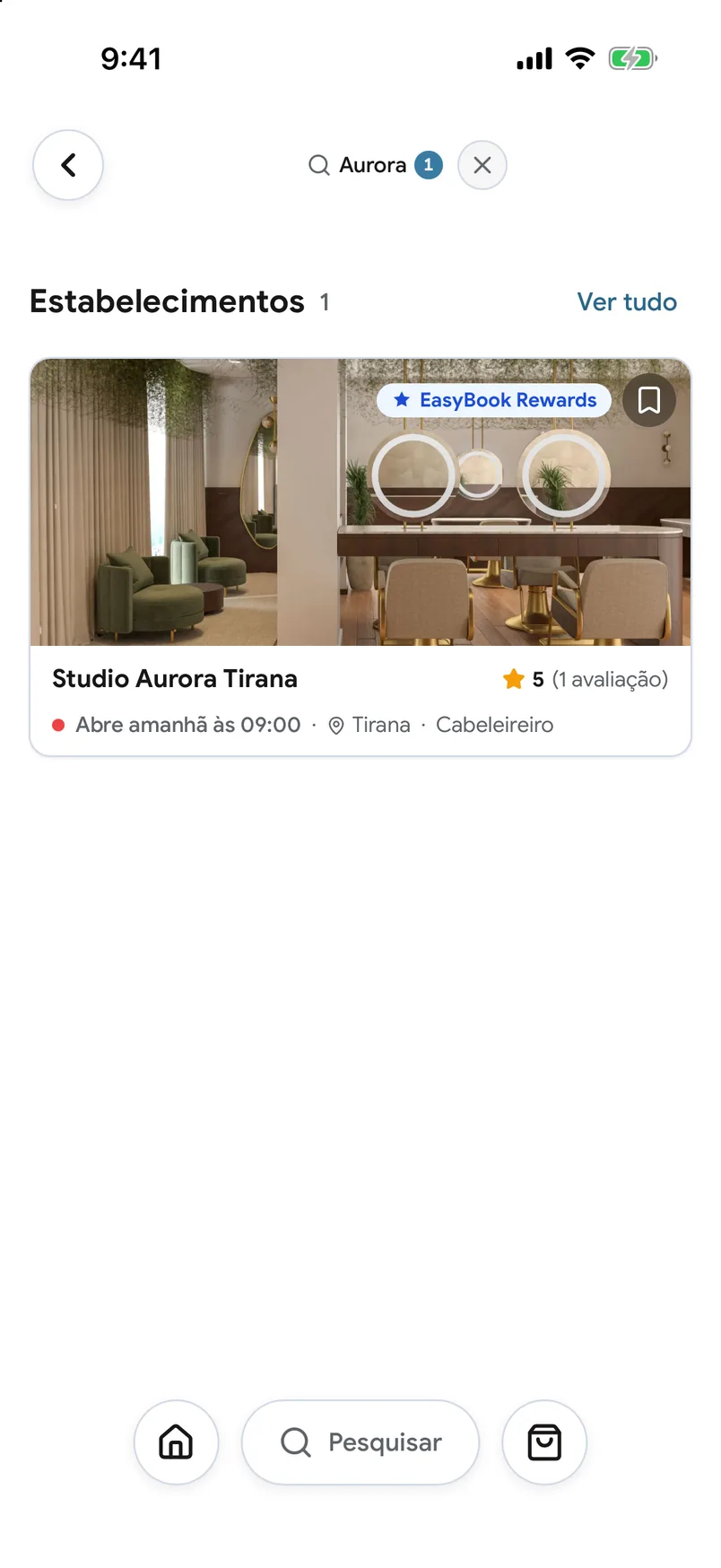 Procurar um salão no mapa na aplicação EasyBook