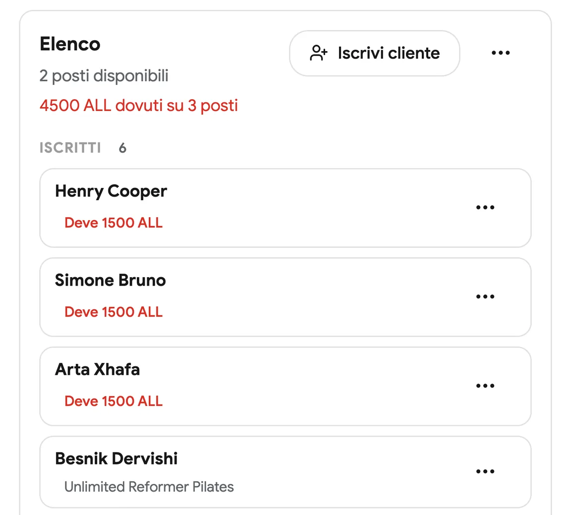 L'elenco dei partecipanti a un corso con le presenze registrate