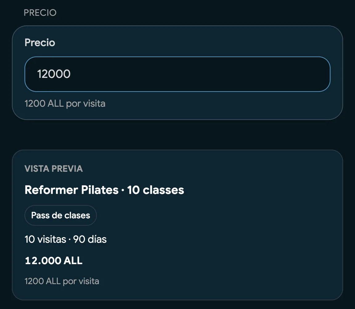 Creación de un Pass de clases en EasyBook
