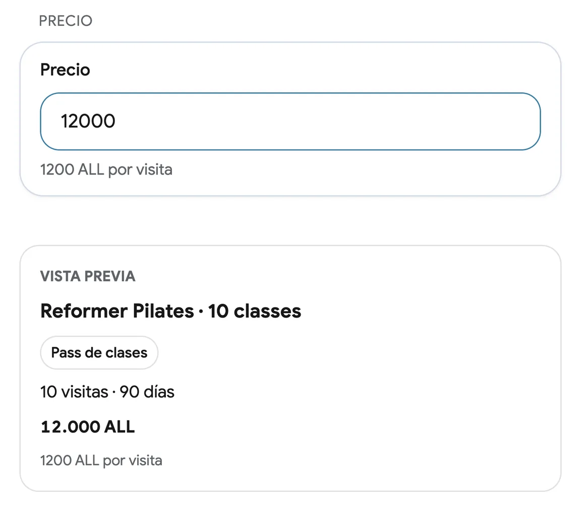 Creación de un Pass de clases en EasyBook