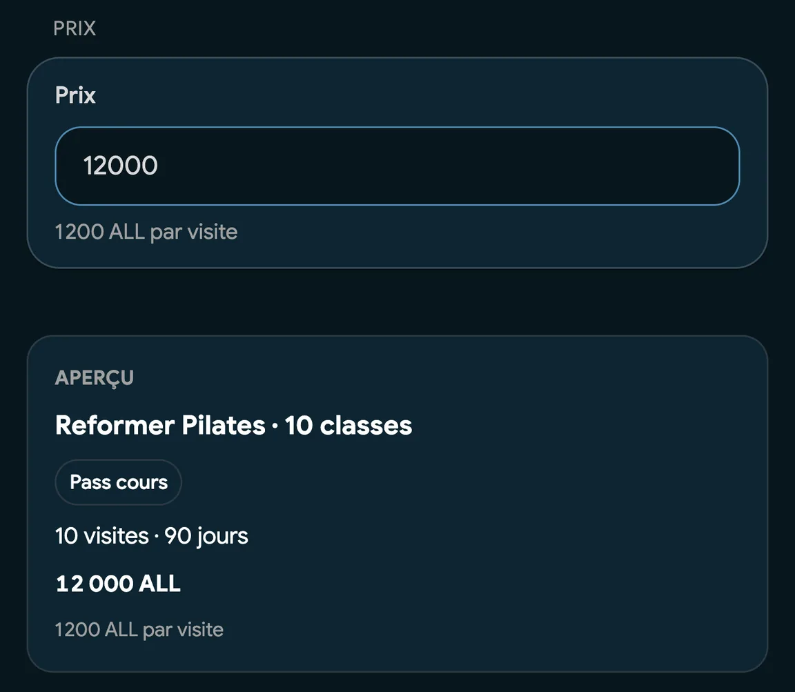 Création d’un Pass de cours dans EasyBook