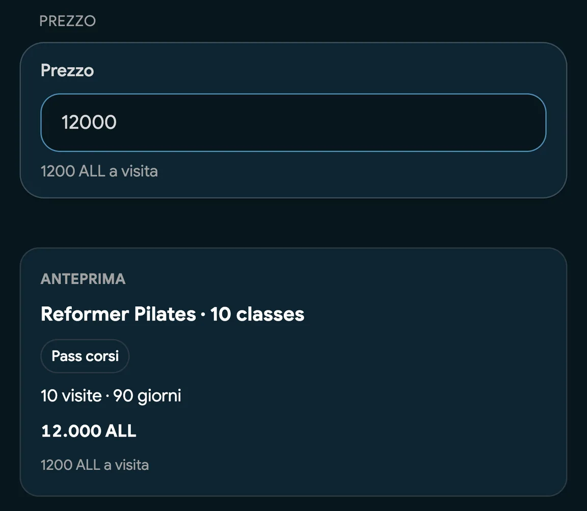 Creazione di un Pass per i corsi in EasyBook