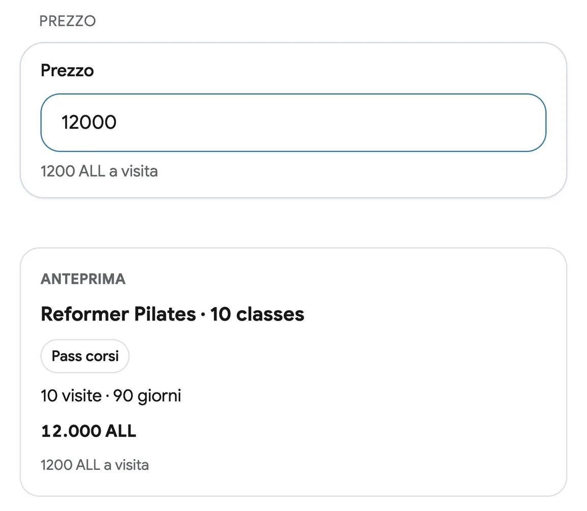 Creazione di un Pass per i corsi in EasyBook