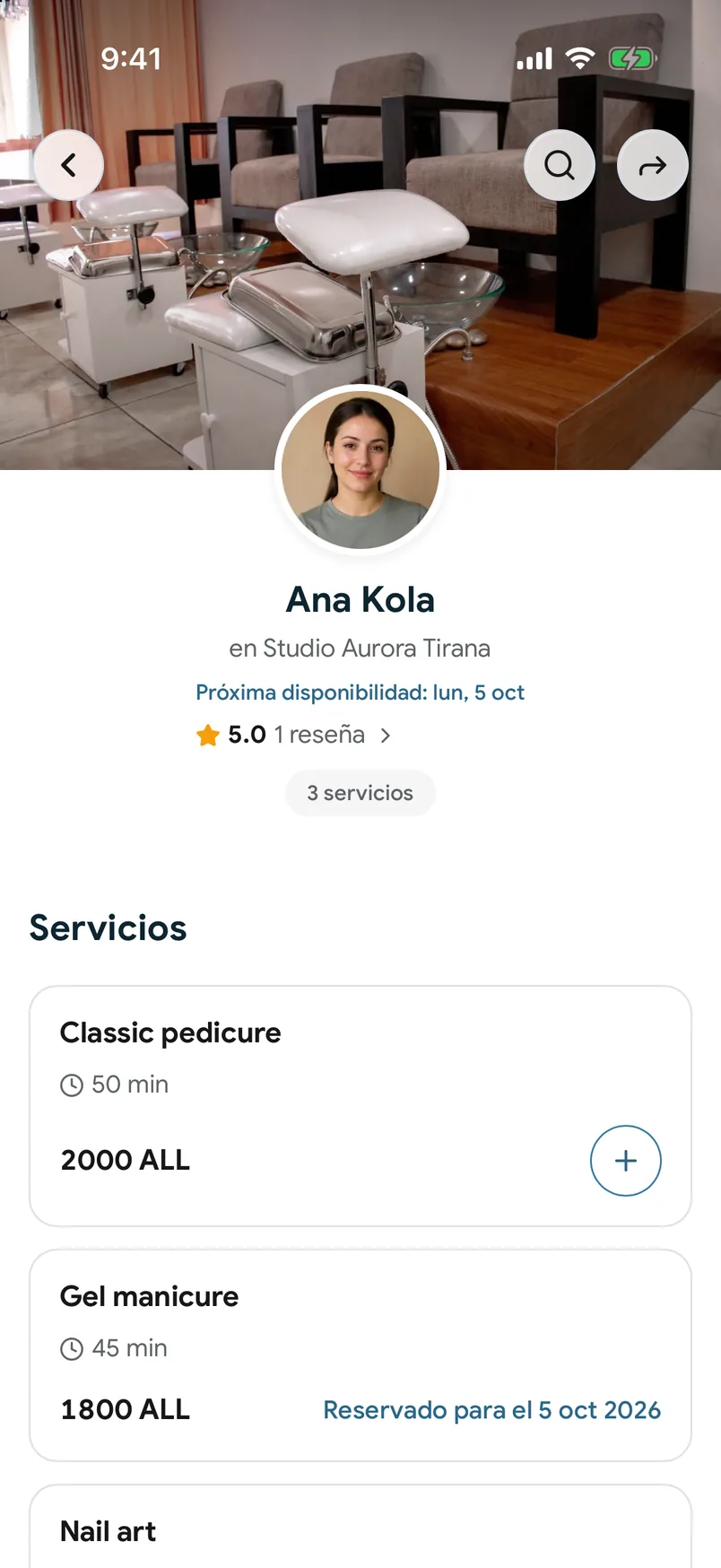 La página de un profesional en easybook.ai