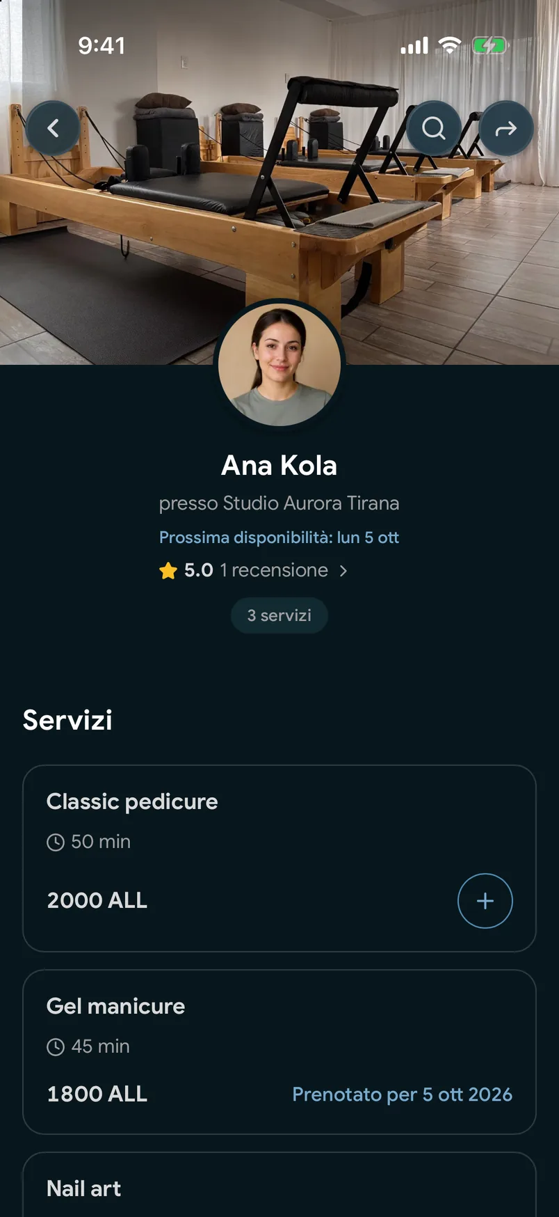 La pagina di un professionista su easybook.ai