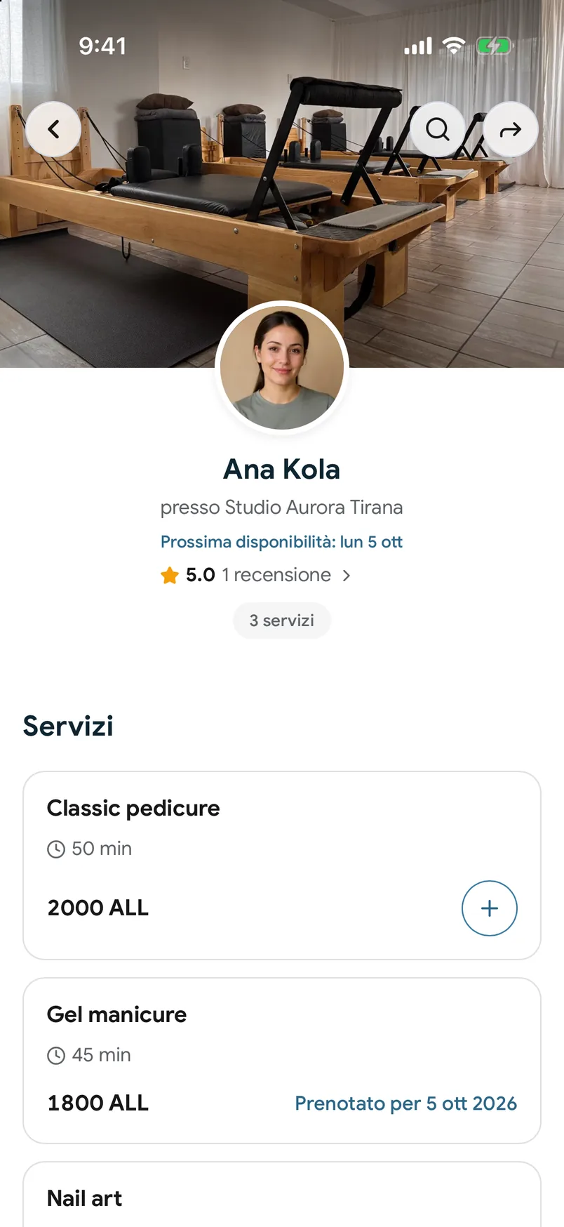 La pagina di un professionista su easybook.ai
