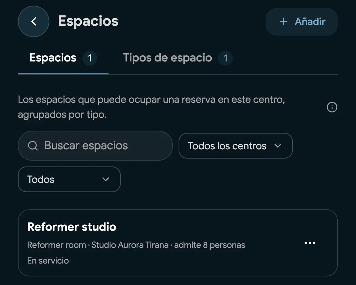 Salas de tratamiento configuradas como Espacios en EasyBook