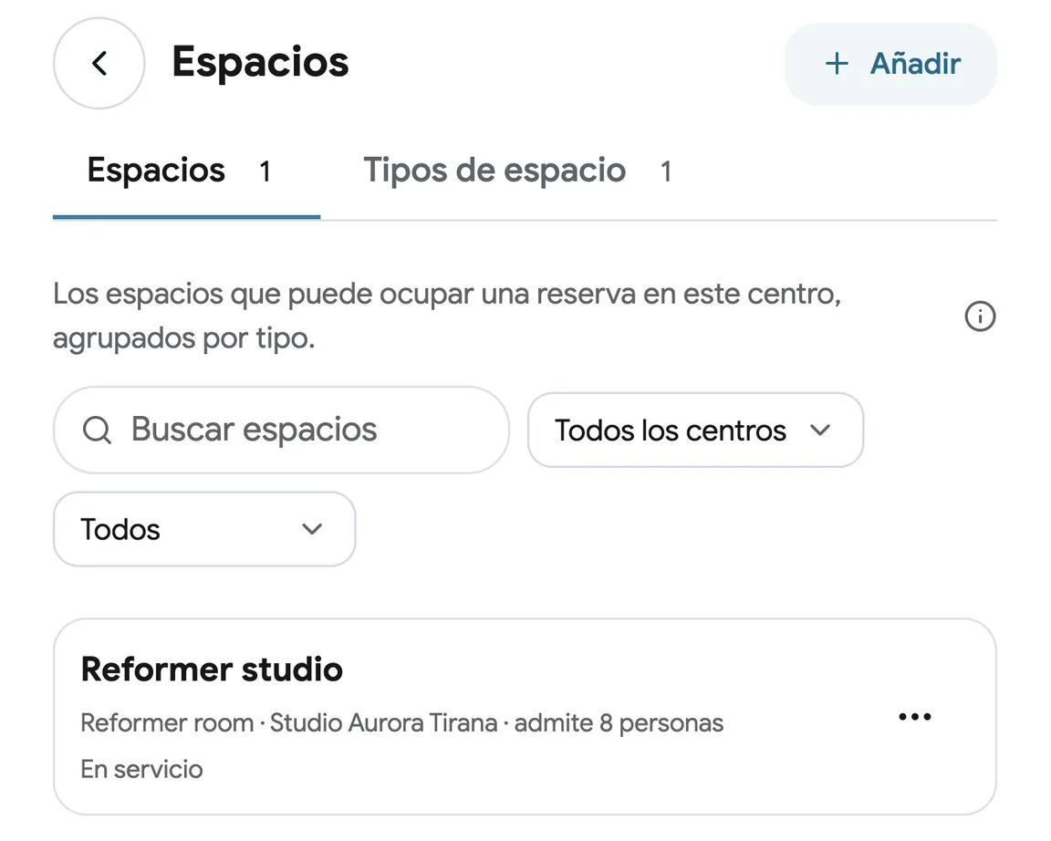Salas de tratamiento configuradas como Espacios en EasyBook