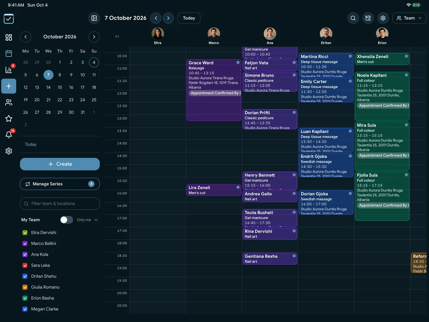 A day in the EasyBook team view