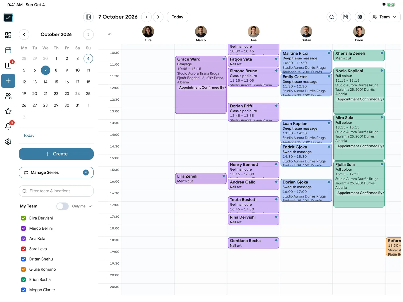 A day in the EasyBook team view